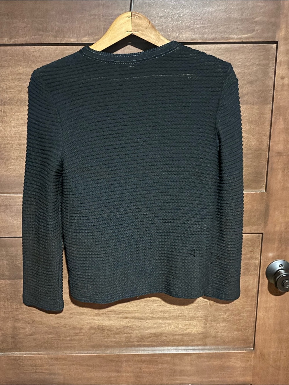 Castlebury Black Ribbed Button-Front Cardigan - Picture 4 of 6